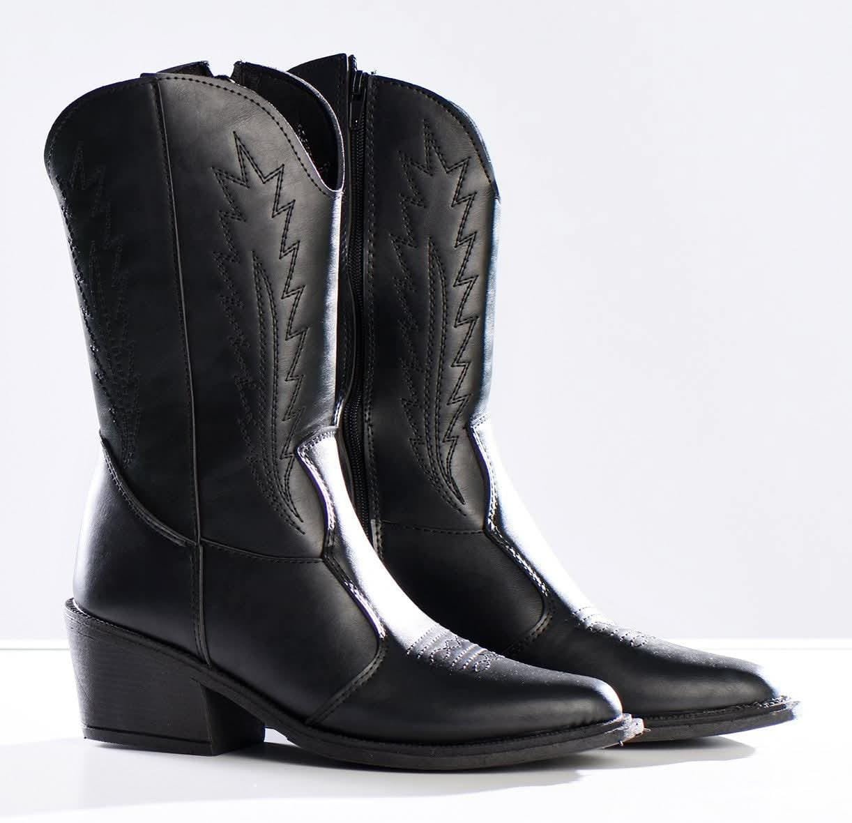 botas simil cuero tipo tejanas (Negro - TALLE 36)